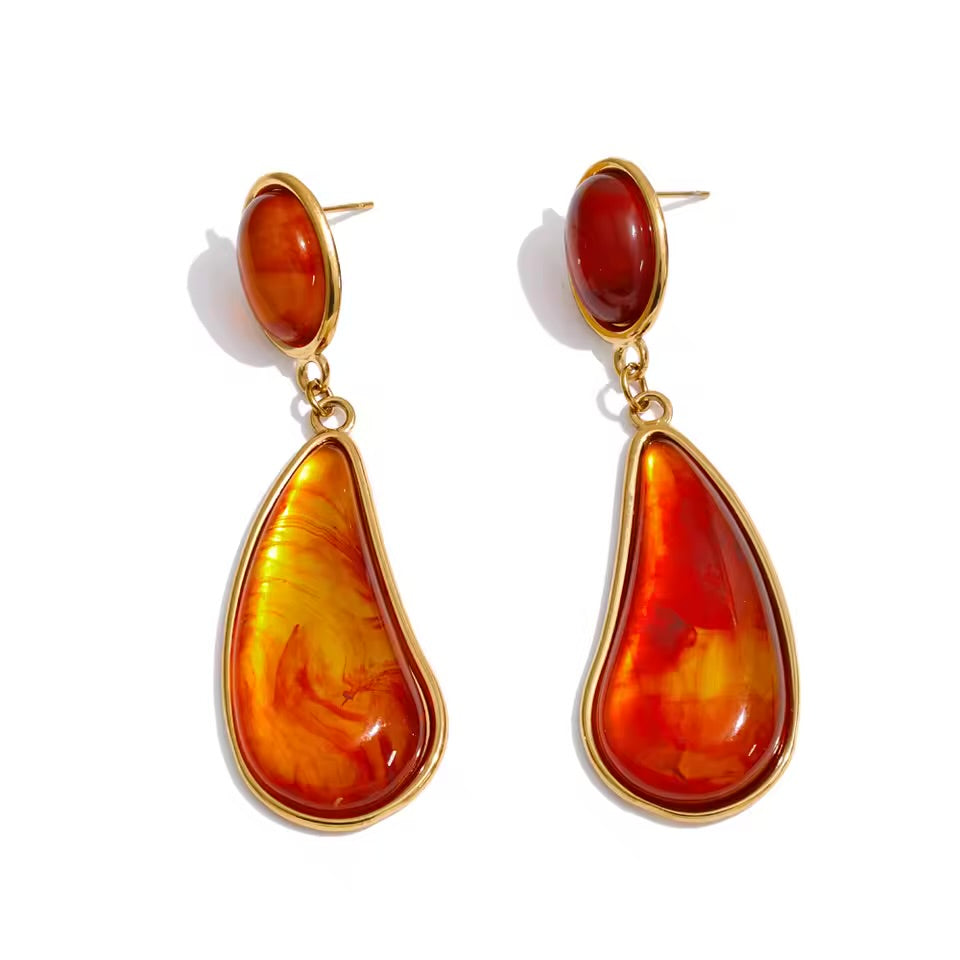 Amber Drop Resin Earrings
