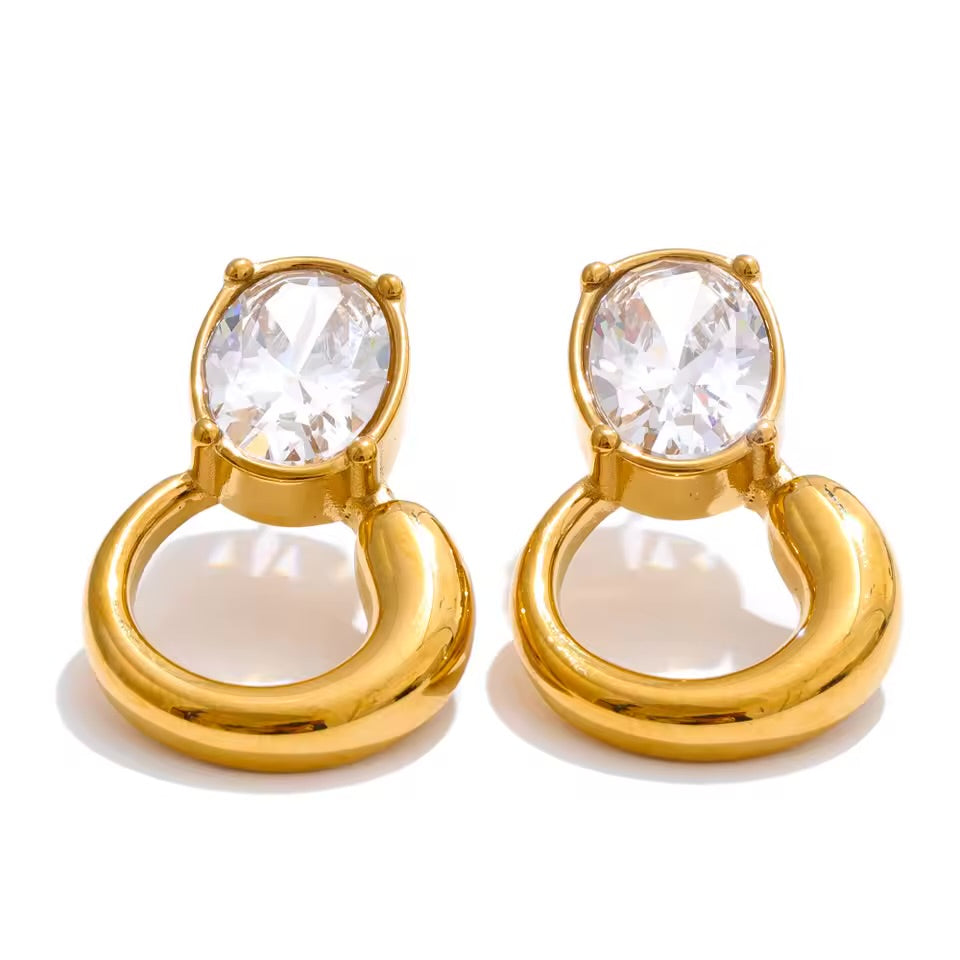 Crystal Link Knocker Earrings