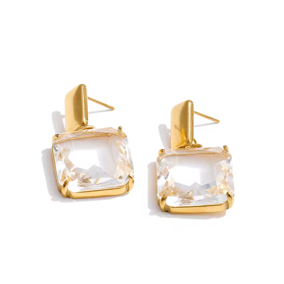 Crystal Frame Drop Earrings