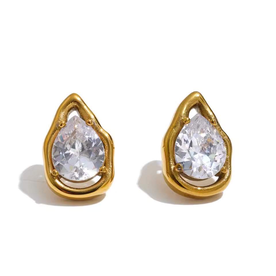 Crystal Teardrop Studs